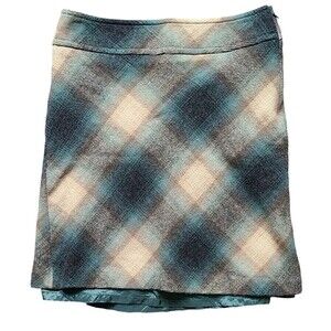 Ann Taylor Loft Women’s 6 Knee Length Side Zip Straight Skirt Wool Blend Plaid